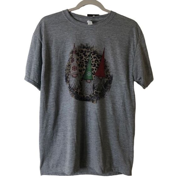 NEW Jerzees Gray “Gnome for Christmas“ Short Sleeve T NWT - Picture 1 of 10